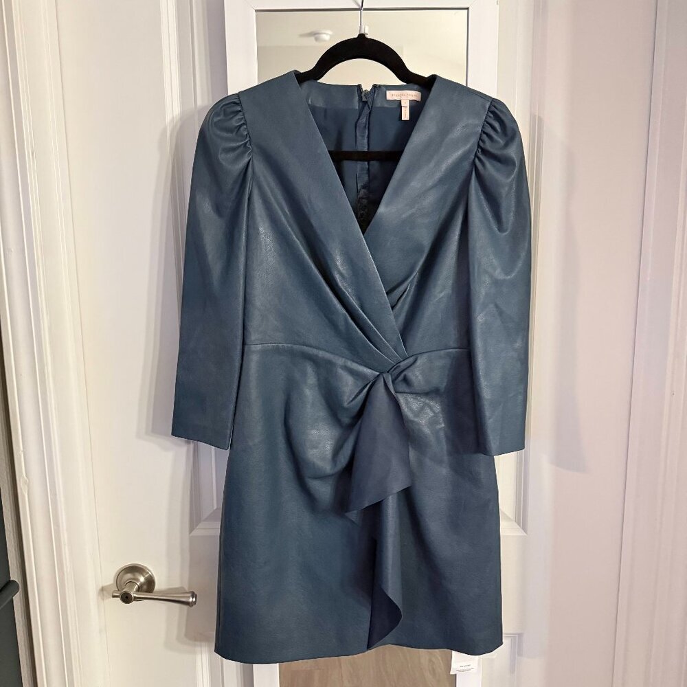 Rebecca Taylor Faux Leather Wrap-Style Dress – Size 4 – Blue